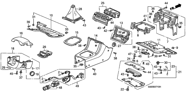 1992 Honda Prelude Instrument Panel Garnish Diagram