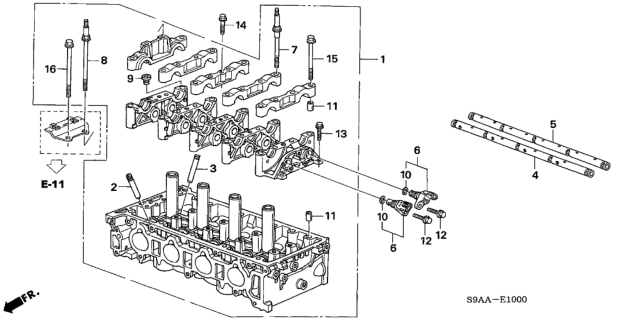 2006 Honda CR-V Cylinder Head Assembly Diagram for 12100-PPA-A01