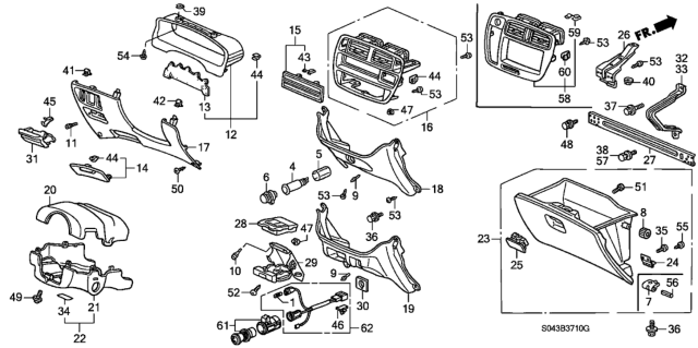 1997 Honda Civic Instrument Garnish Diagram