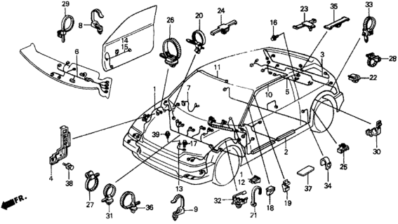 1991 Honda Civic Wire Harness, Cabin Diagram for 32100-SH3-A01
