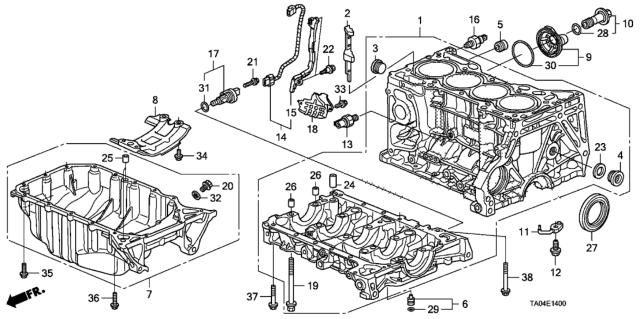 2008 Honda Accord Cylinder Block - Oil Pan (L4) Diagram