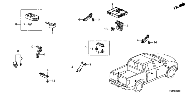 2020 Honda Ridgeline Fob Assembly-(Driver 2) Diagram for 72147-T6Z-A71