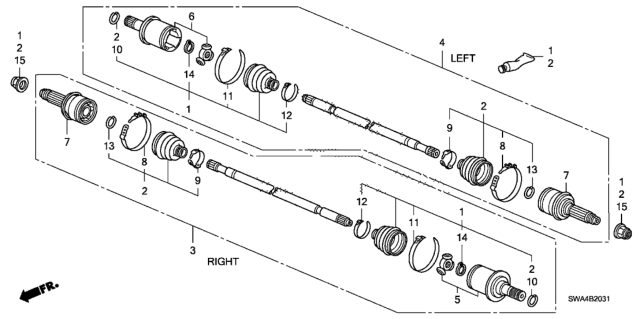 2007 Honda CR-V Joint, Outboard Diagram for 42330-SXS-A01