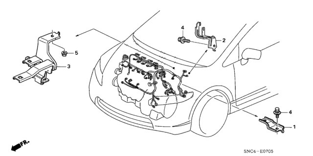 2007 Honda Civic Engine Wire Harness Stay Diagram