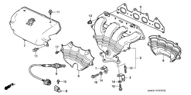 2000 Honda Accord Exhaust Manifold (ULEV) Diagram