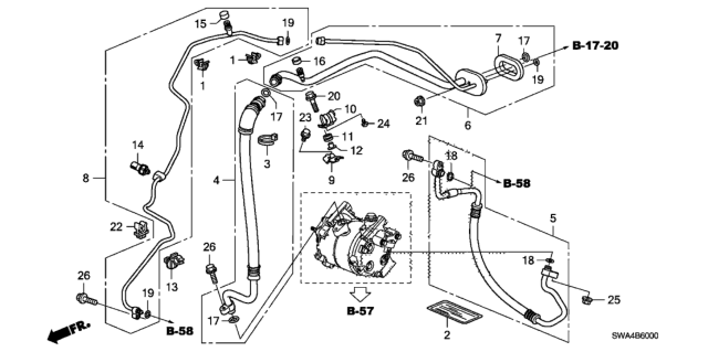 2010 Honda CR-V A/C Hoses - Pipes Diagram
