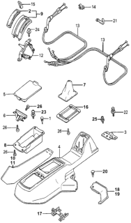 1981 Honda Accord Lid, Center Console *NH35L* (LIGHT GRAY) Diagram for 77702-671-940ZK