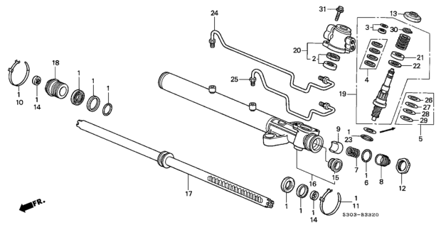 1997 Honda Prelude Seal Kit A, Power Steering (Rack) Diagram for 06531-S30-000