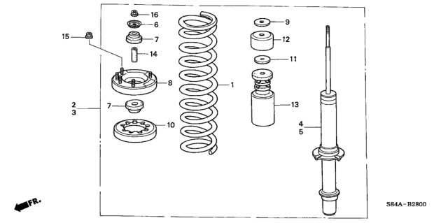 2002 Honda Accord Shock Absorber Assembly, Right Front Diagram for 51601-S84-A18