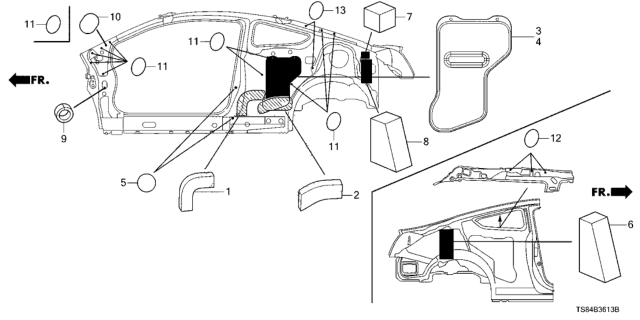 2015 Honda Civic Bag, Side Sill Absorber Diagram for 74513-TS8-A00