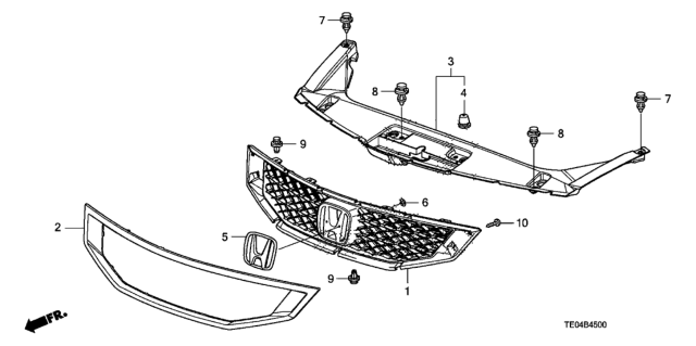 2009 Honda Accord Molding, FR. Grille Diagram for 71122-TE0-A01