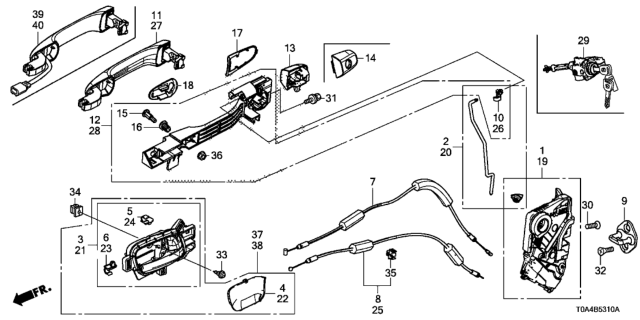 2014 Honda CR-V Front Door Locks - Outer Handle Diagram