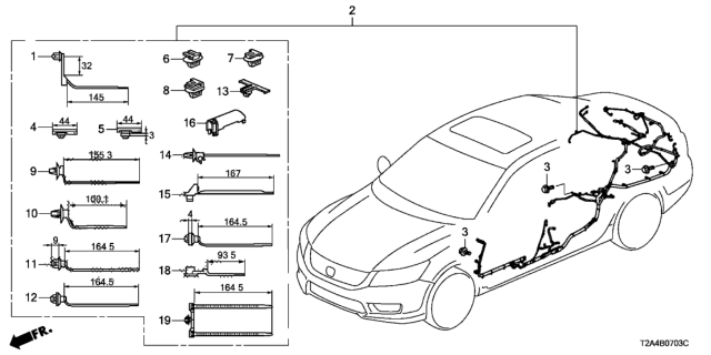 2014 Honda Accord Wire Harness, L. Side Diagram for 32160-T2A-A31