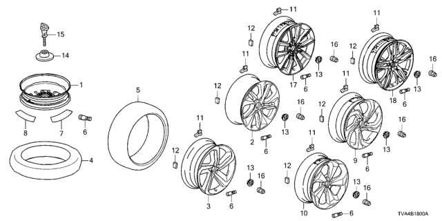 2020 Honda Accord Nut, Wheel (Black) Diagram for 90304-SA7-811