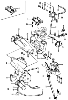 1975 Honda Civic Carburetor Insulator  - Manifold - Fuel Pump Diagram