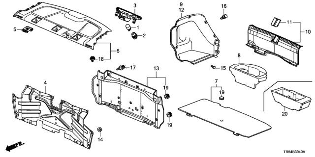 2015 Honda Civic Rear Tray - Trunk Lining Diagram