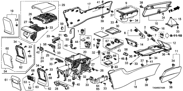 2011 Honda Accord Panel Assy., Console *NH167L* (GRAPHITE BLACK) Diagram for 77296-TA5-A01ZA