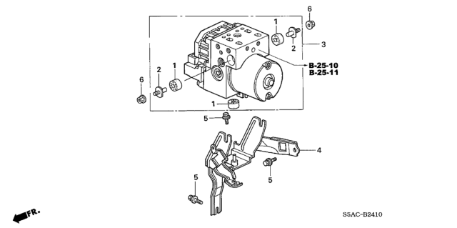 2005 Honda Civic Bolt, ABS Mounting Diagram for 57102-S5A-A00