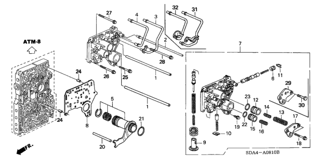 2004 Honda Accord Pipe Set, Joint Diagram for 22770-RCL-305