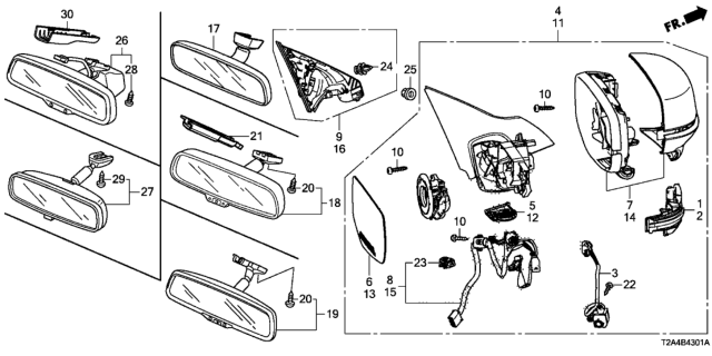 2013 Honda Accord Mirror Assembly, Driver Side Door (Basque Red Pearl Ii) (R.C.) (Heated) Diagram for 76250-T2G-A11ZG