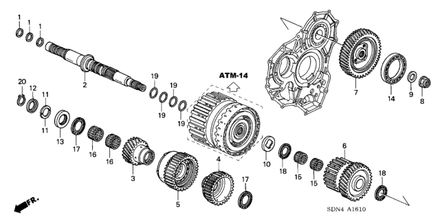 2006 Honda Accord Gear, Secondary Shaft Low Diagram for 23411-RAY-A00