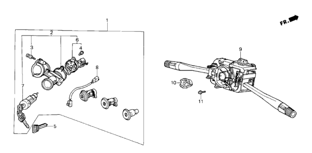 1985 Honda CRX Lock Set, Cylinder Diagram for 35010-SB2-671