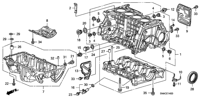 2011 Honda Civic Cylinder Block - Oil Pan (1.8L) Diagram
