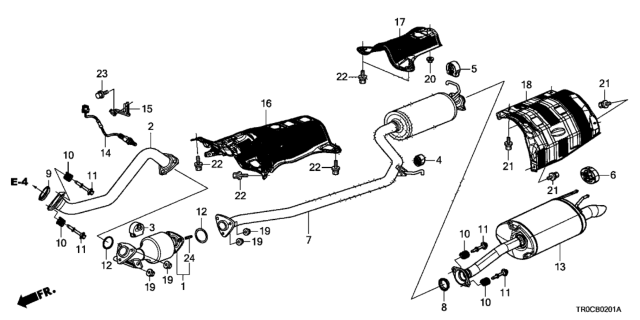 2014 Honda Civic Pipe B, Exhuast Diagram for 18220-TR6-A21