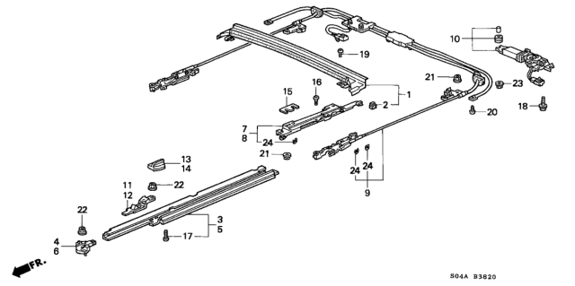 1998 Honda Civic Cable Assembly, Sunroof Diagram for 70400-S04-003