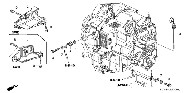 2003 Honda Element AT ATF Pipe Diagram