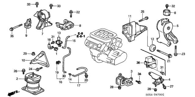 1999 Honda Odyssey Tube A, Electronic Control Mount Solenoid Diagram for 50920-S0X-A00