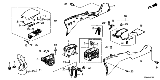 2020 Honda HR-V Bracket Comp,Center Con Diagram for 83445-T7A-000