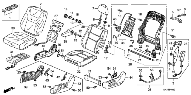 2010 Honda Odyssey Front Seat (Driver Side) Diagram