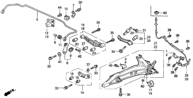 1996 Honda Del Sol Arm, Right Rear (Lower) (Abs) Diagram for 52350-SH3-G31