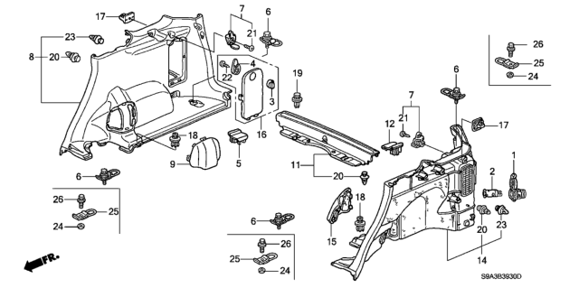 2004 Honda CR-V Lining, L. RR. Side *YR203L* (SADDLE) Diagram for 84670-S9A-003ZC