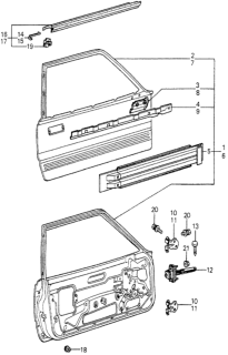 1982 Honda Prelude Weatherstrip, R. FR. Door (Outer) Diagram for 75860-692-000