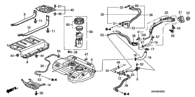 2003 Honda Pilot Module Assembly, Fuel Pump Diagram for 17045-S3V-A00