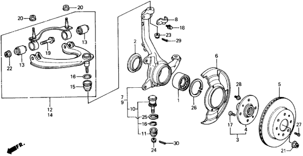 1990 Honda Civic Knuckle, Right Front Diagram for 51210-SH3-030