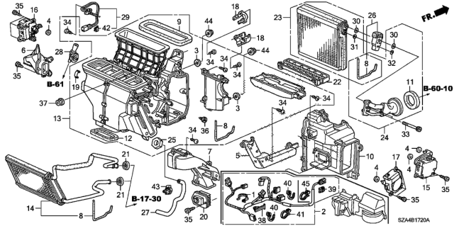 2012 Honda Pilot Core Sub-Assembly, Heater Diagram for 79115-SZA-A02