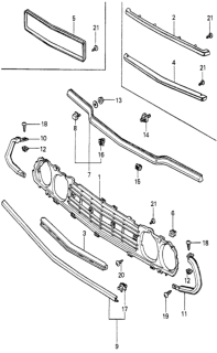 1981 Honda Accord Grille, Front Diagram for 62301-688-670