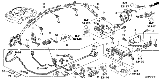 2007 Honda Accord Sub-Wire Harness, Air Curtain Diagram for 77962-SDP-A02