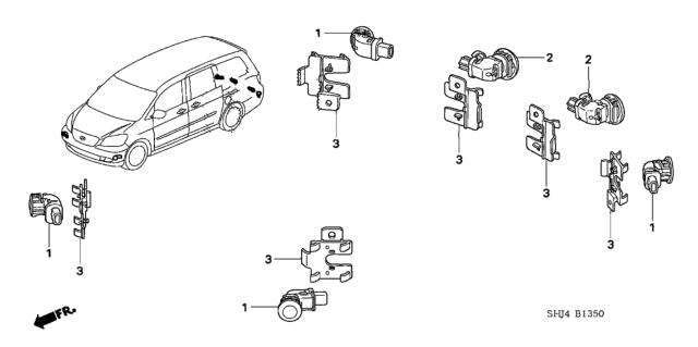 2008 Honda Odyssey Sensor Assembly, Corner (Taffeta White) Diagram for 39680-SHJ-A61ZD