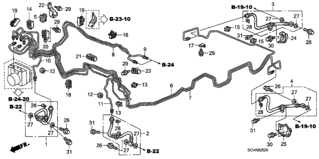2007 Honda Element Clip, Brake Pipe Diagram for 46391-SCV-A01
