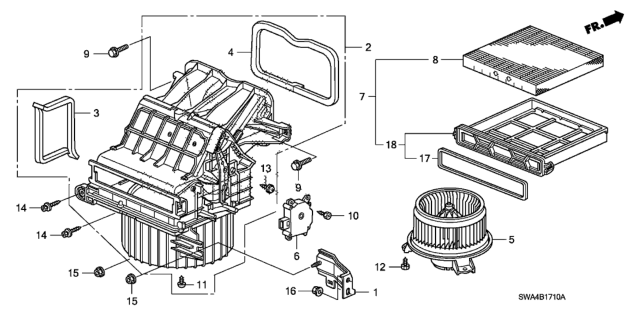 2011 Honda CR-V Motor Assembly, Fresh/Recirculating Diagram for 79350-SNA-A01