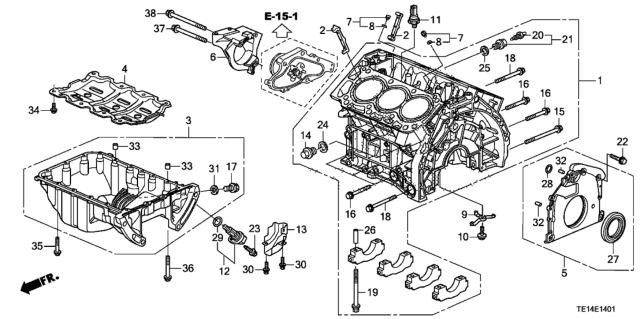 2012 Honda Accord Cylinder Block - Oil Pan (V6) Diagram