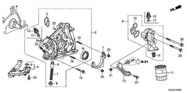 2009 Honda Pilot Pump Assembly, Oil Diagram for 15100-R70-A02