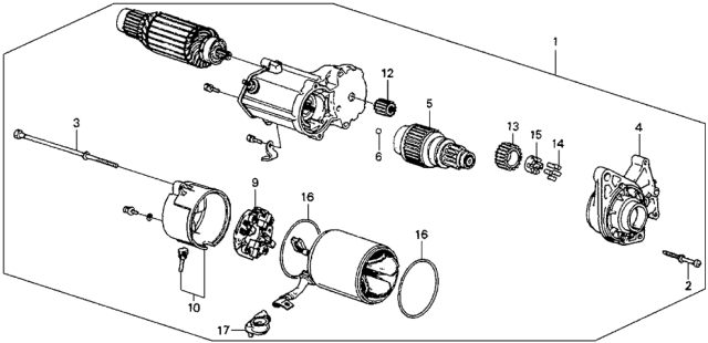 1989 Honda Accord Starter Motor (Denso) Diagram
