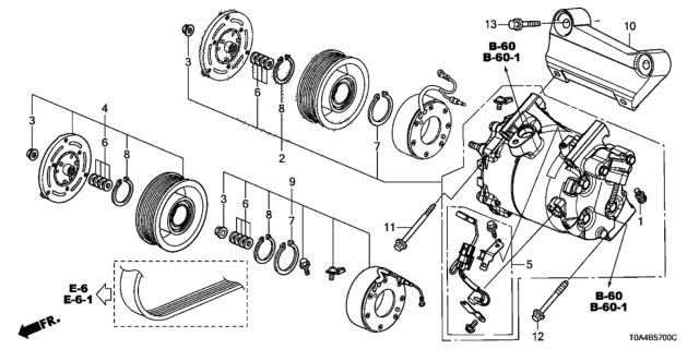 2016 Honda CR-V Set, Compressor Clutch Diagram for 38900-5LA-A01