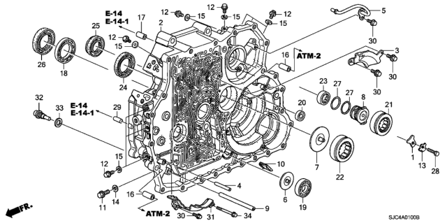 2012 Honda Ridgeline Case, Torque Converter Diagram for 21110-RYF-305