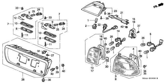 1998 Honda Civic Stay Assy., High Mount Stop Lamp Diagram for 34272-S1G-003